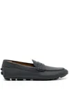 Bally Logo-perforation Leather Driving Shoes In Blue