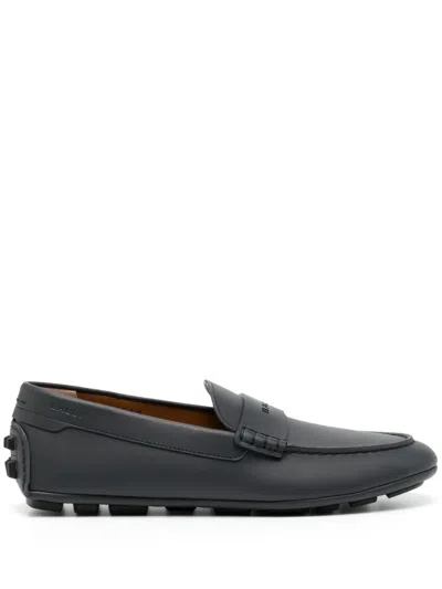 Bally Logo-perforation Leather Driving Shoes In Blue