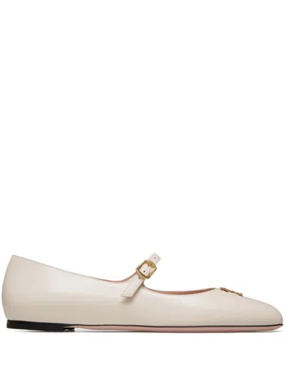 Bally Logo-plaque Ballerina Shoes In Neutrals