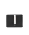 Bally Leather Wallet With Bi-fold Design And Textured Finish In Black