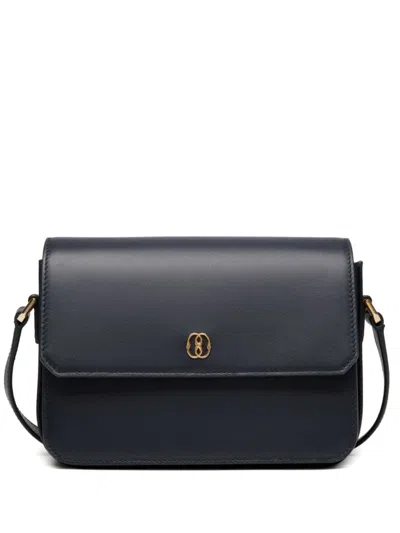 Bally Logo Plaque Flap Crossbody Bag In Black