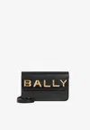 Bally Logo-plaque Grained Calf Leather Shoulder Bag In Black