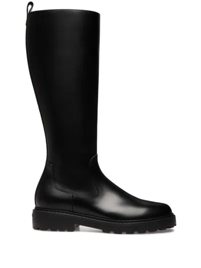 Bally Logo-plaque Leather Boots In Black