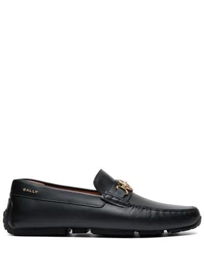 Bally Logo-plaque Leather Loafers In Black