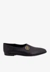 Bally Emblem Leather Balllerina Shoes In Black