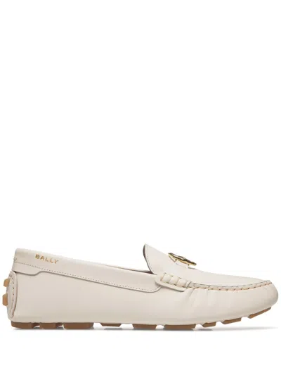Bally Logo-plaque Leather Loafers In Neutral