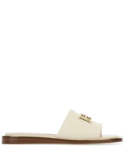 Bally Logo-plaque Leather Slippers In Beige