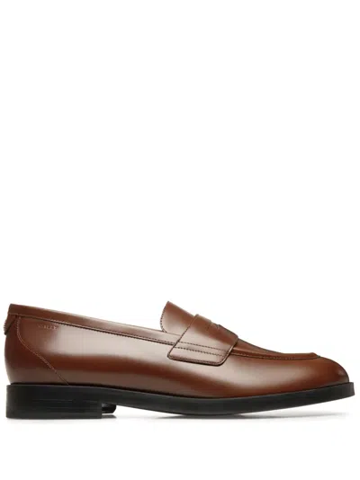 Bally Logo-plaque Loafers In Brown
