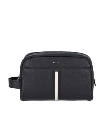 Bally Logo Plaque Toiletry Bag In Black