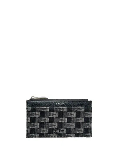 Bally Logo-print Canvas Wallet In Blue