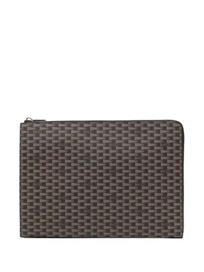 Bally Logo-print Clutch Bag In Brown