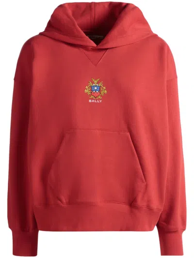 Bally Logo-print Cotton Hoodie In Red