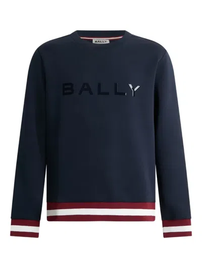 Bally Logo-print Crewneck Sweatshirt In Blue