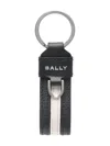 Bally Logo-print Leather Keyring In Black