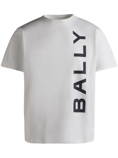 Bally Crew Neck Cotton T-shirt Print In White