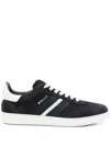 Bally Roget Leather Sneakers Contrast Sole In Blue