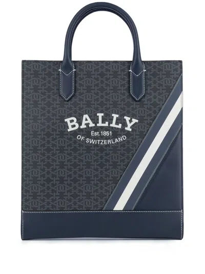 Bally Logo-print Tote Bag In 蓝色