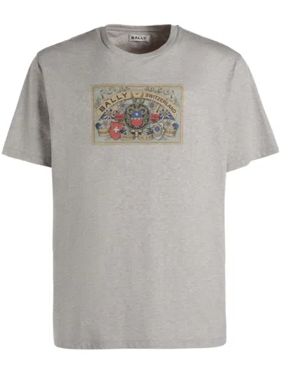 Bally Logo-print Wool T-shirt In Grau
