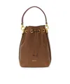 Bally Logo Printed Drawstring Bucket Bag In Brown