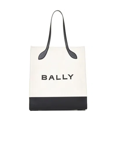 Bally Logo Printed Tote Bag In White