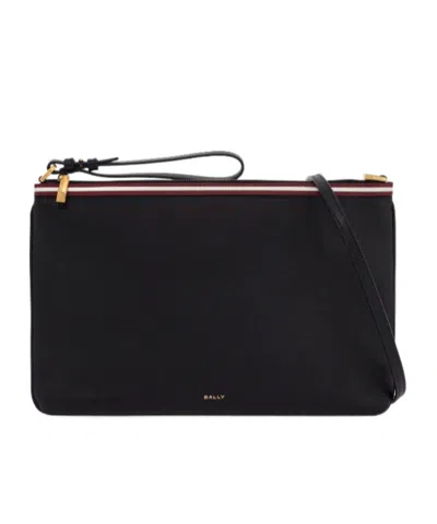 Bally Logo Printed Zipped Pouch In Black