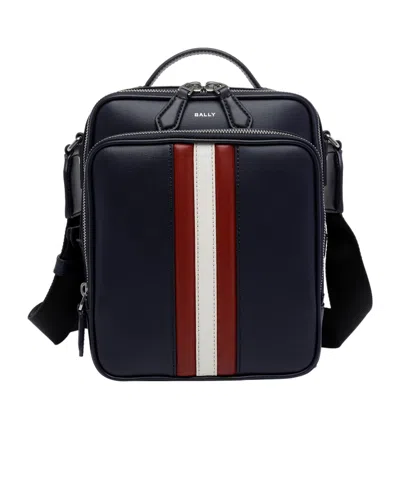 Bally Logo Printed Zip-up Messenger Bag In Black