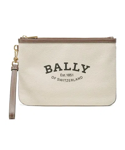 Bally Logo Printing Handbag In Nude