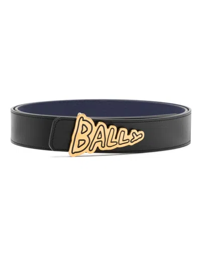 Bally Logo Reversible Belt In Schwarz