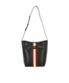 Bally Stripe-detail Shoulder Bag In Black