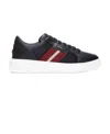 Bally Logo-stripe Leather Sneakers In Black