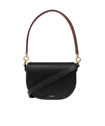 Bally Logo-stamp Foldover Top Shoulder Bag In Black