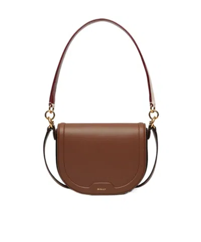 Bally Logo-stamp Foldover Top Shoulder Bag In Brown