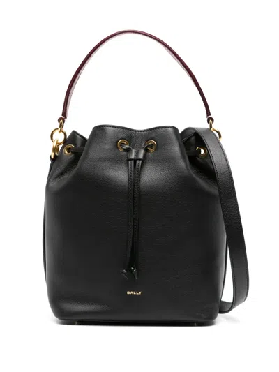 Bally Logo-stamp Leather Bucket Bag In Black