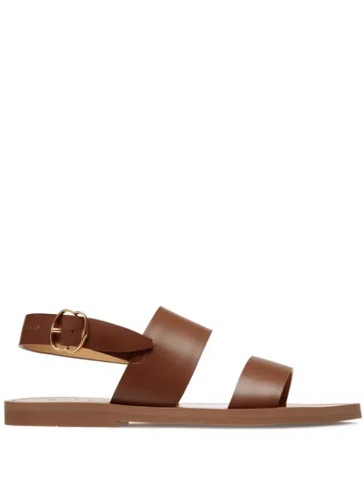 Bally Logo-stamp Leather Sandals In Brown