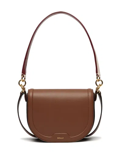 Bally Logo-stamp Leather Shoulder Bag In Brown