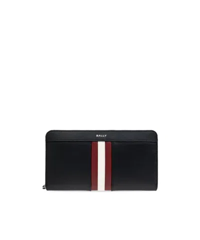 Bally Logo-stamp Zip-around Wallet In Black