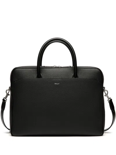 Bally Logo-stamped Briefcase In Black