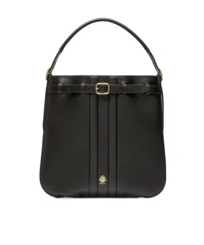 Bally Logo Stamped Buckle Detailed Shoulder Bag In Black