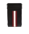 Bally Logo-stripe Leather Phone Case In Black