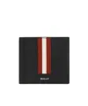 Bally Bi Fold Calf Leather Wallet In Black And Red In Black