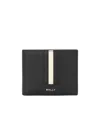Bally Leather Wallet With Bi-fold Design And Textured Finish In Black