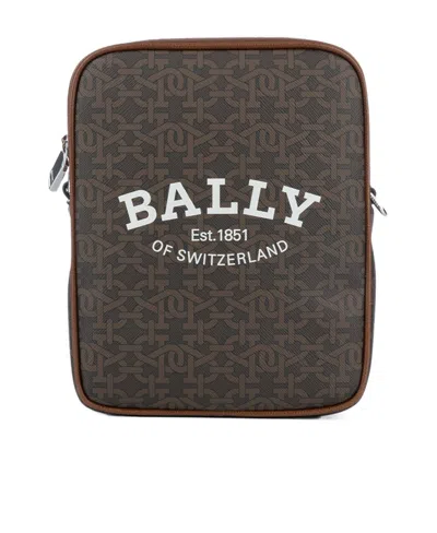 Bally Logo Zipper Shoulder Bag In Black