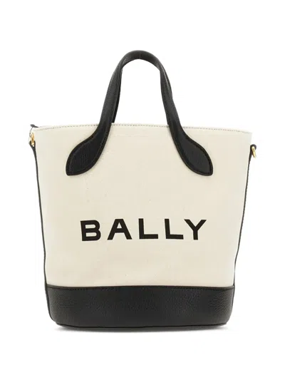 Bally Structured Bucket Bag With Dual Handles And Adjustable Strap In Neutral