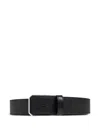 Bally Rectangular Buckle Leather Belt In Black