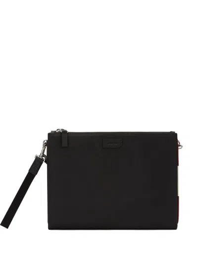 Bally Logo-embossed Leather Clutch Bag In Black