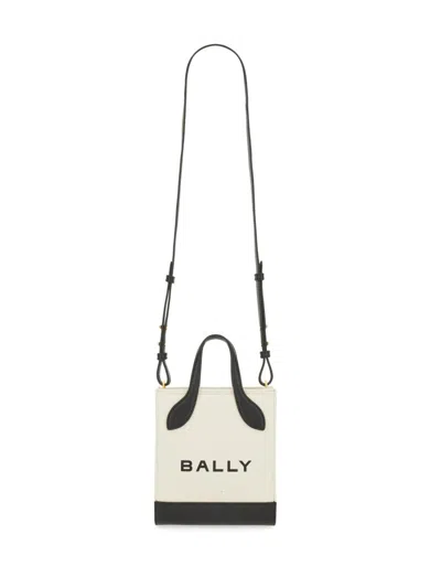 Bally Logo-embroidered Organic Cotton Top Handle Bag In Ivory