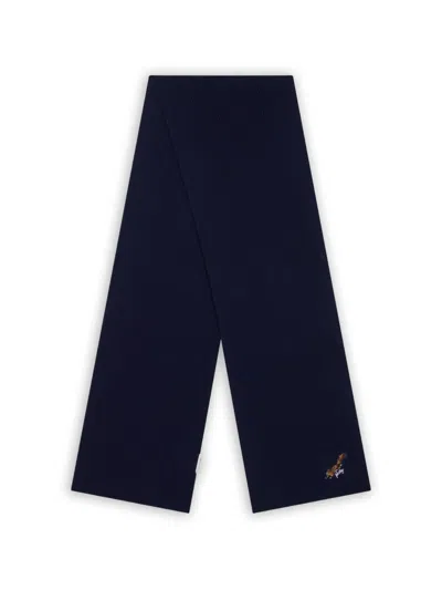 Bally Logo-embroidered Ribbed-knit Scarf In Black