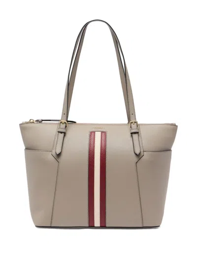 Bally Logo-lettering Leather Tote Bag In Gray