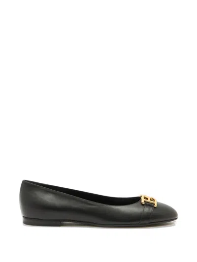 Bally Logo-plaque Leather Ballet Flats In Black