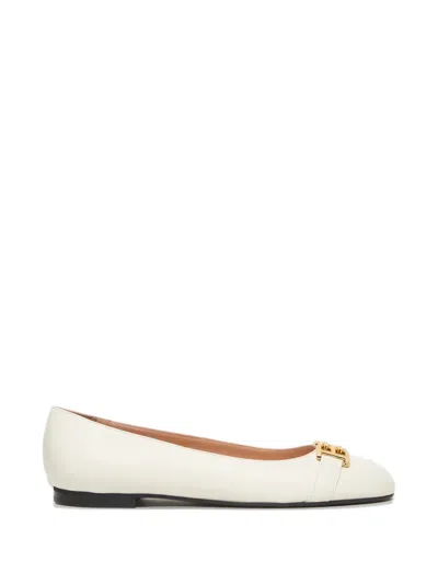 Bally Logo-plaque Leather Ballet Flats In White